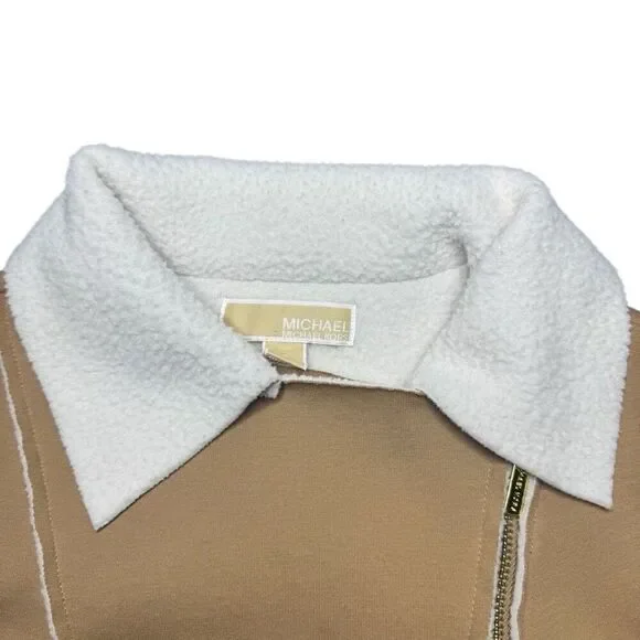 Michael Kors Tan Zip Up Jacket Womens S Double Rider Zipper - Picture 2 of 8